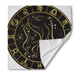 Gold And Black Virgo Sign Print Silk Bandana