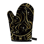 Gold And Black Virgo Sign Print Single Oven Mitt