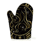 Gold And Black Virgo Sign Print Single Oven Mitt