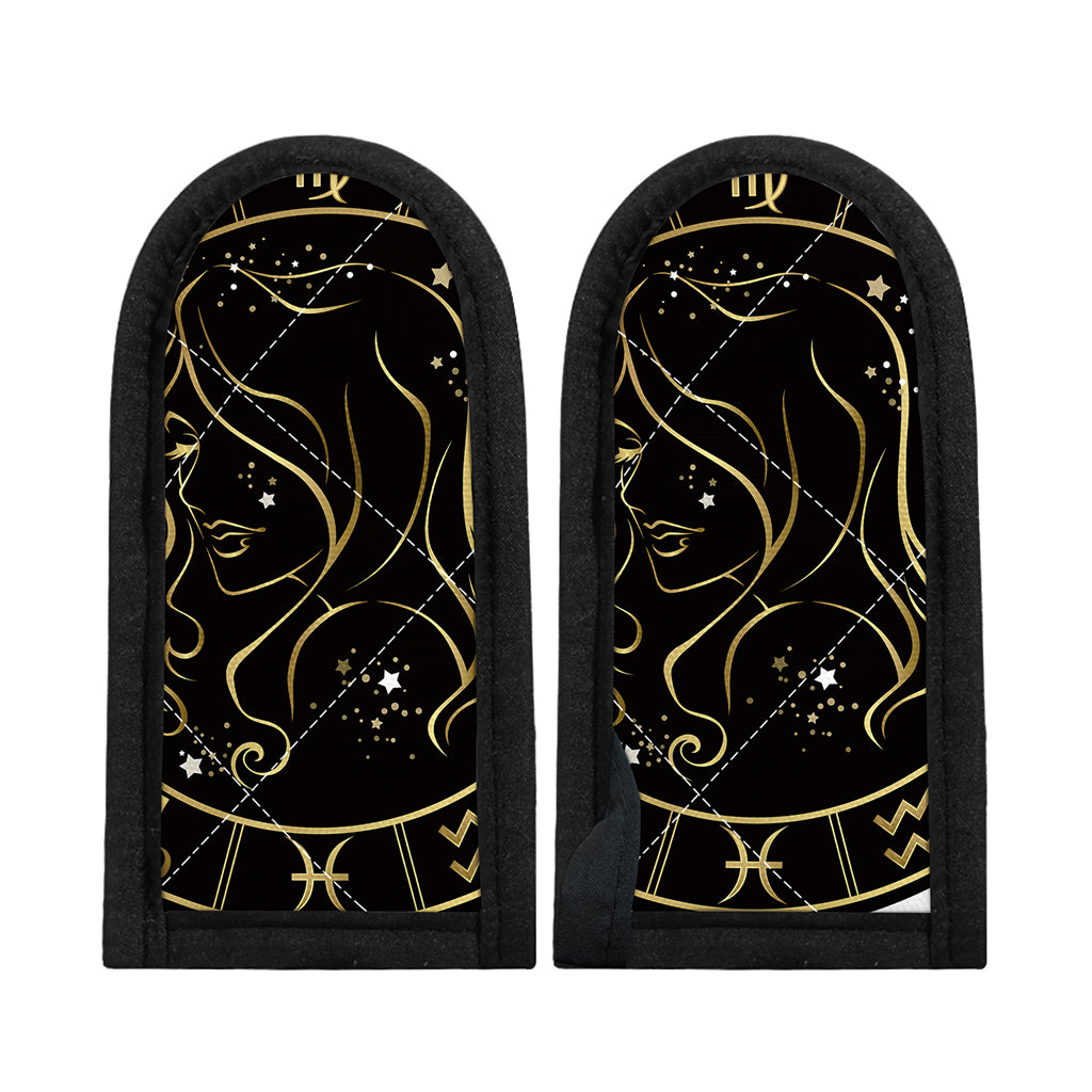 Gold And Black Virgo Sign Print Skillet Handle Cover