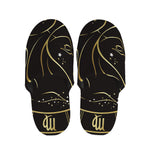 Gold And Black Virgo Sign Print Slippers