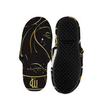 Gold And Black Virgo Sign Print Slippers