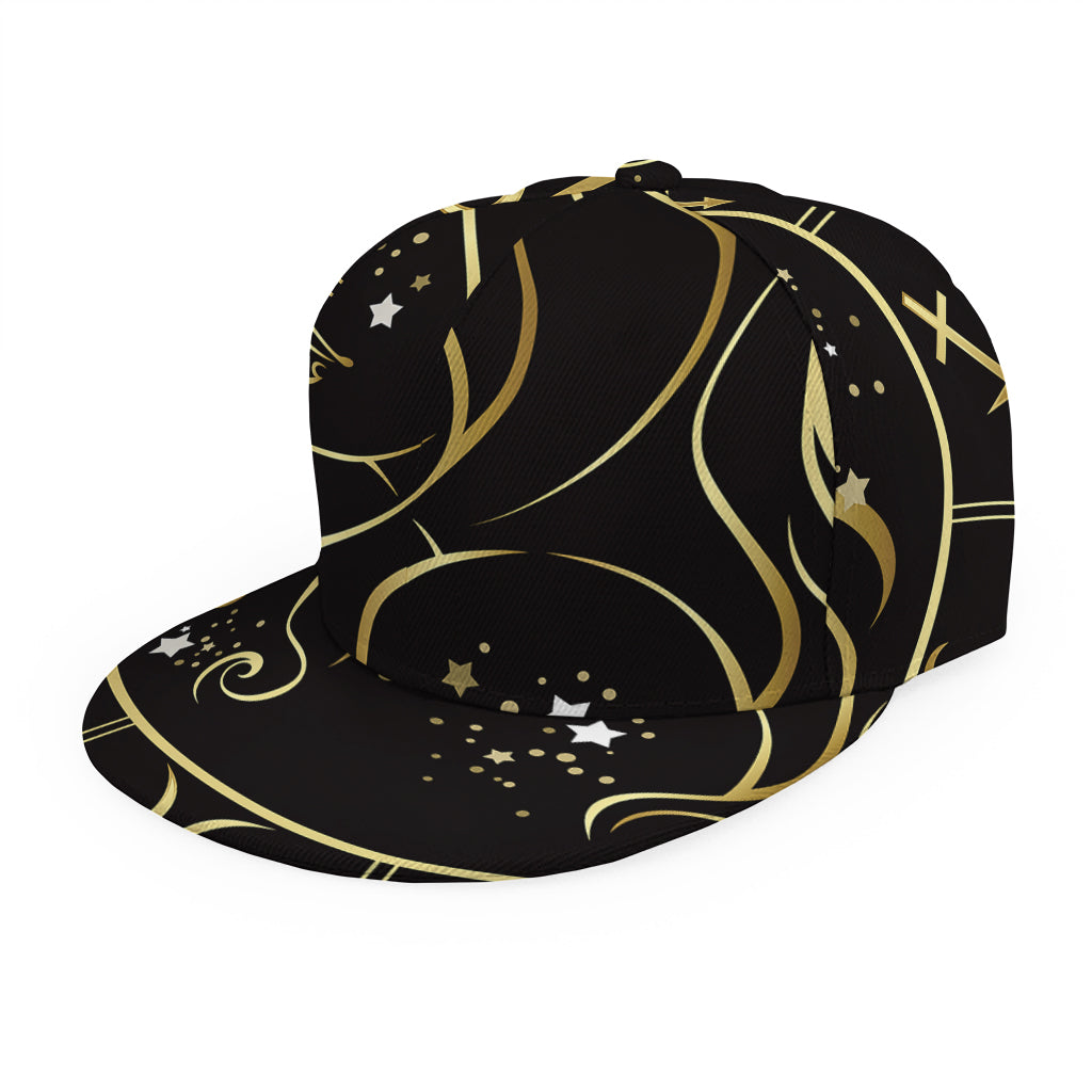 Gold And Black Virgo Sign Print Snapback Cap