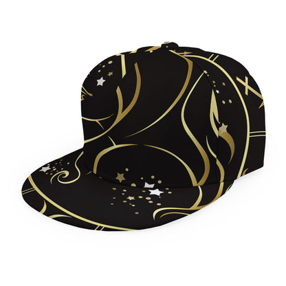 Gold And Black Virgo Sign Print Snapback Cap