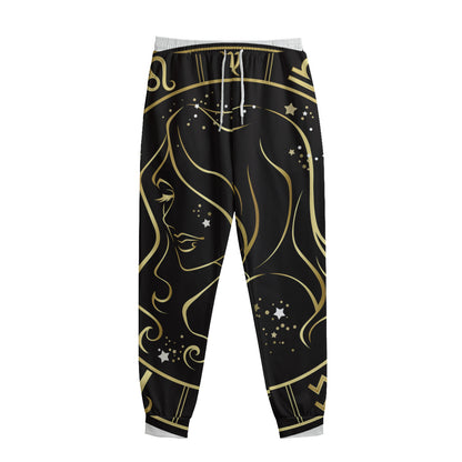 Gold And Black Virgo Sign Print Sweatpants