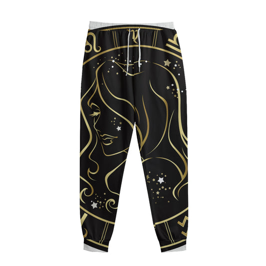Gold And Black Virgo Sign Print Sweatpants