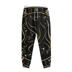 Gold And Black Virgo Sign Print Sweatpants