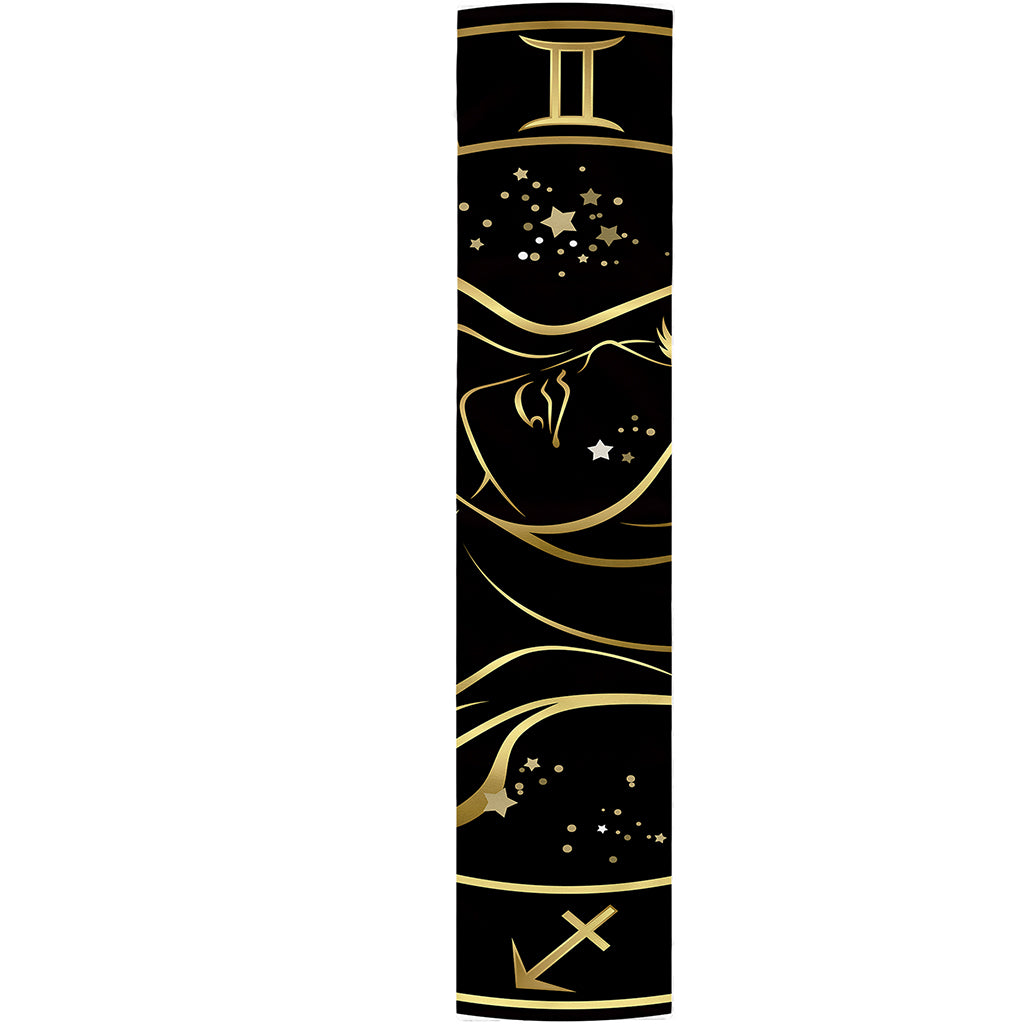 Gold And Black Virgo Sign Print Table Runner