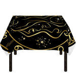 Gold And Black Virgo Sign Print Tablecloth