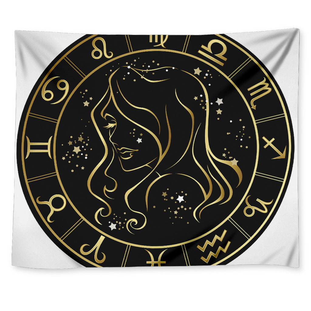 Gold And Black Virgo Sign Print Tapestry