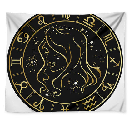 Gold And Black Virgo Sign Print Tapestry