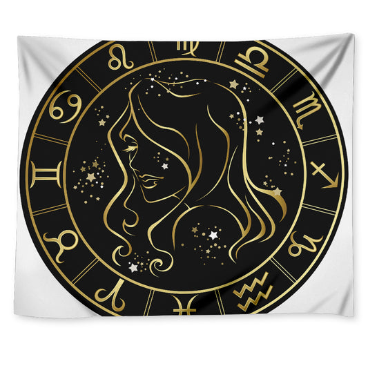 Gold And Black Virgo Sign Print Tapestry