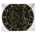Gold And Black Virgo Sign Print Tapestry