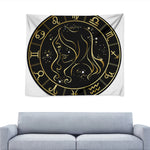 Gold And Black Virgo Sign Print Tapestry