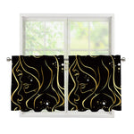 Gold And Black Virgo Sign Print Tier Curtains