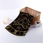 Gold And Black Virgo Sign Print Towel