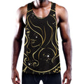 Gold And Black Virgo Sign Print Men's Workout Tank Top