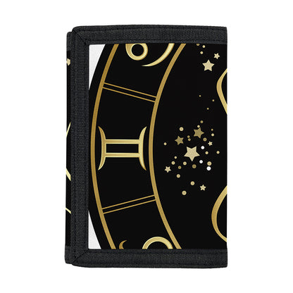 Gold And Black Virgo Sign Print Trifold Wallet