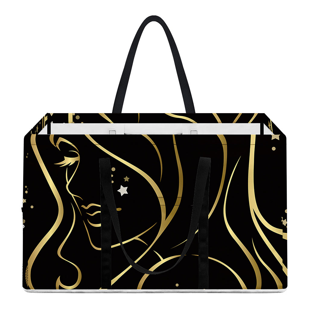 Gold And Black Virgo Sign Print Utility Tote Bag