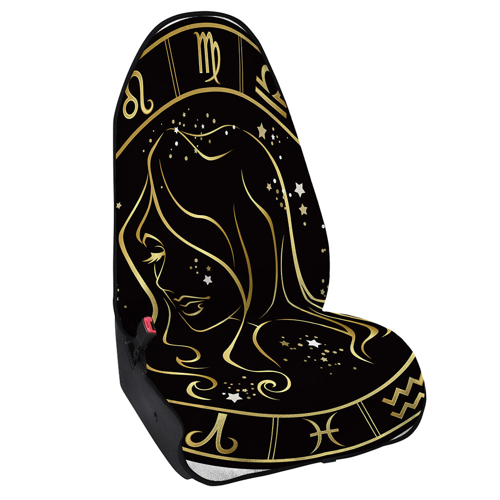 Gold And Black Virgo Sign Print Waterproof Car Seat Cover