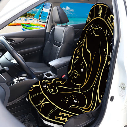 Gold And Black Virgo Sign Print Waterproof Car Seat Cover
