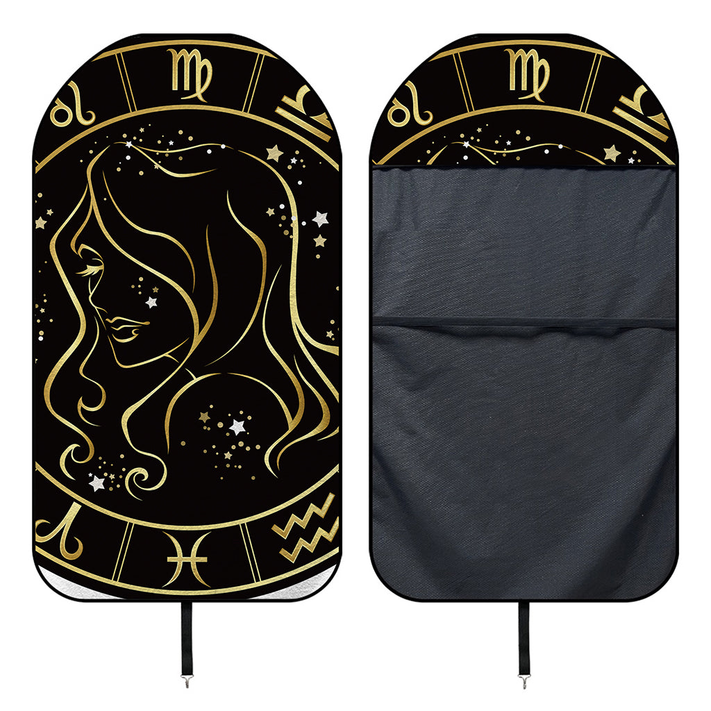 Gold And Black Virgo Sign Print Waterproof Car Seat Cover
