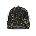 Gold And Black Virgo Sign Print White Mesh Trucker Hat