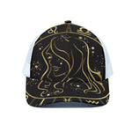 Gold And Black Virgo Sign Print White Mesh Trucker Cap