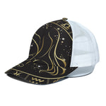 Gold And Black Virgo Sign Print White Mesh Trucker Cap