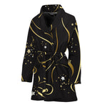 Gold And Black Virgo Sign Print Women's Bathrobe