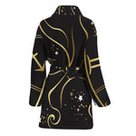 Gold And Black Virgo Sign Print Women's Bathrobe