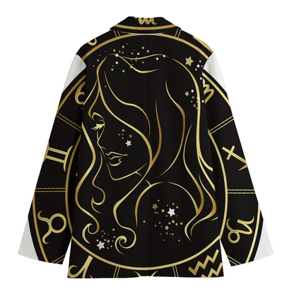 Gold And Black Virgo Sign Print Women's Blazer