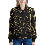 Gold And Black Virgo Sign Print Women's Bomber Jacket