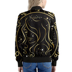 Gold And Black Virgo Sign Print Women's Bomber Jacket