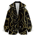 Gold And Black Virgo Sign Print Women's Cotton Blazer