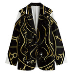 Gold And Black Virgo Sign Print Women's Cotton Blazer