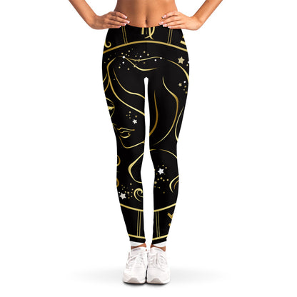 Gold And Black Virgo Sign Print Women's Leggings