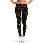 Gold And Black Virgo Sign Print Women's Leggings