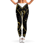 Gold And Black Virgo Sign Print Women's Leggings