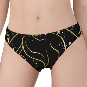 Gold And Black Virgo Sign Print Women's Panties