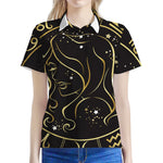 Gold And Black Virgo Sign Print Women's Polo Shirt