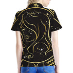 Gold And Black Virgo Sign Print Women's Polo Shirt