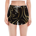 Gold And Black Virgo Sign Print Women's Split Running Shorts