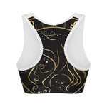Gold And Black Virgo Sign Print Women's Sports Bra