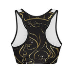 Gold And Black Virgo Sign Print Women's Sports Bra