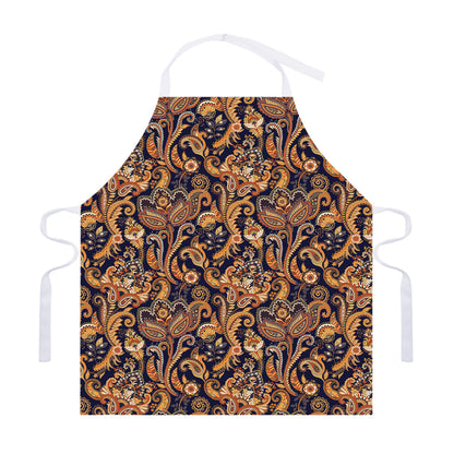 Gold And Blue Paisley Pattern Print Adjustable Apron