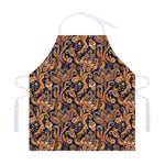 Gold And Blue Paisley Pattern Print Adjustable Apron