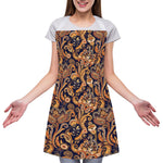 Gold And Blue Paisley Pattern Print Adjustable Apron