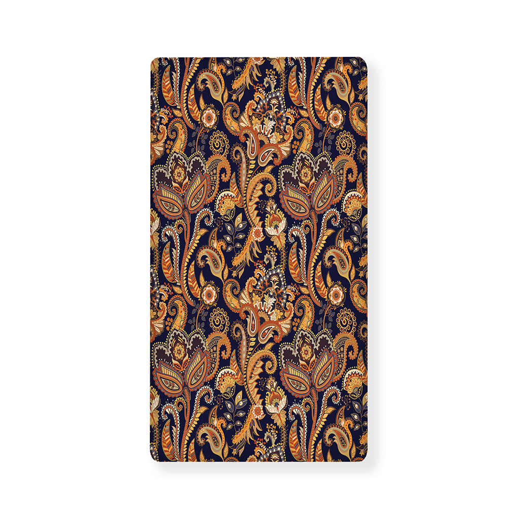 Gold And Blue Paisley Pattern Print Baby Crib Sheet