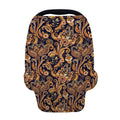 Gold And Blue Paisley Pattern Print Baby Seat Cover